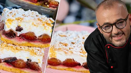 Prăjitură cu prune și bezea, reţeta lui chef Nicolae Tomescu. Desertul care face furori în această toamnă