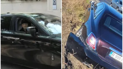 FOTO Rolls-Royce-ul lui Gigi Becali, implicat într-un accident rutier. Latifundiarul din Pipera, care era la volan, extrem de nervos: 