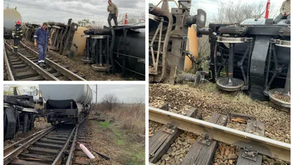 Accident feroviar în Arad. Patru vagoane cisterne cu motorină au deraiat și două s-au răsturnat