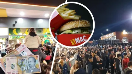 VIDEO Sute de români au luat cu asalt McDonald's pentru a primi un burger la 10 lei, cu ocazia inaugurării restaurantului cu numărul 100