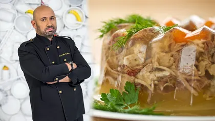 Rețetă delicioasă de piftie de porc. Secretul lui chef Cătălin Scărlătescu: „Folosiți mult usturoi!”