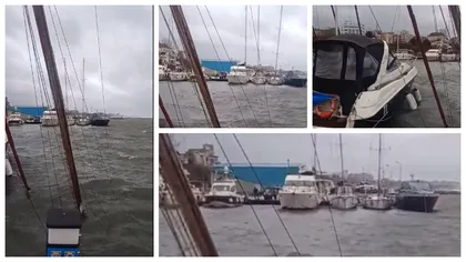 Furtuna face ravagii în Dobrogea! Un velier s-a scufundat în portul Tomis din cauza vântului puternic