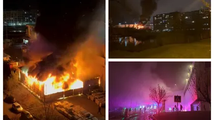 Incendiu puternic lângă Iulius Mall Cluj. Un depozit de marfă este în flăcări. ISU: 
