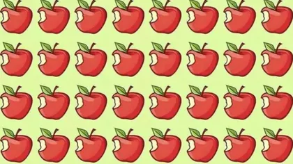 Test IQ. Găsește mărul diferit din această imagine în doar 30 de secunde. Doar 10% dintre oameni reușesc să rezolve testul