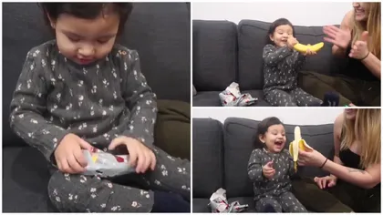 Reacția neașteptată a unei fetițe de 3 ani care a primit doar o banană de Crăciun