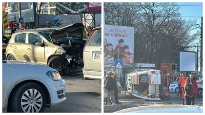 ULTIMĂ ORĂ: Accident grav între o ambulanță și două mașini pe Bulevardul Timișoara din Capitală! Linia 41 este blocată