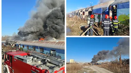 Incendiu în zona de triaj dintre Gara Basarab şi Podul Grant. Mai multe vagoane de tren au luat foc
