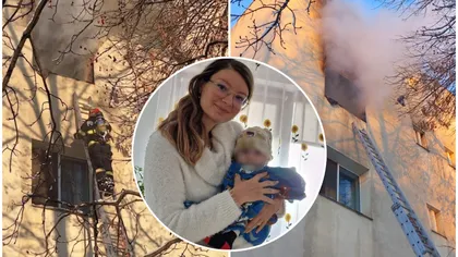 O femeie de 30 de ani s-a aruncat de la etajul 3 împreună cu bebeluşul ei, după ce apartamentul i-a fost cuprins de flăcări. Copilul este în stare critică