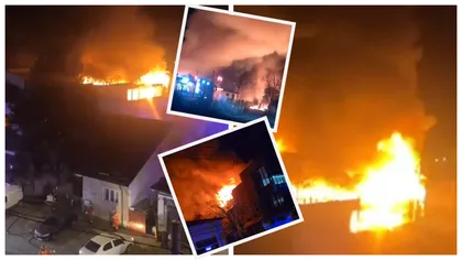 Incendiu de proporții la un restaurant din Pitești! Zeci de angajați au fost evacuați din clădirea care a fost mistuită de flăcări| VIDEO