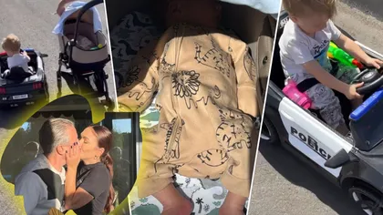 VIDEO Tablou de familie: Laurenţiu Reghecampf şi Corina Caciuc şi-au scos copiii la plimbare. Nou-născutul Landon Abram, surprins într-o ipostază adorabilă