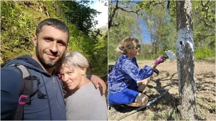 Dana Nălbaru și Dragoș Bucur muncesc pe brânci în livada proprie, alături de copiii lor. ”Curând aici vor fi legume”