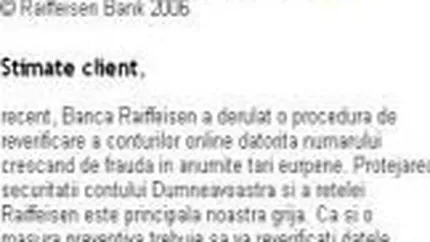 Numele Raiffeisen Bank, folosit intr-o frauda prin e-mail