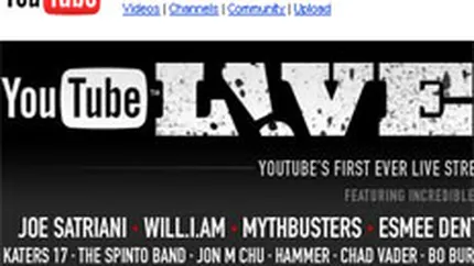 YouTube a transmis prima sa emisiune live, pentru circa 0,7 milioane oameni