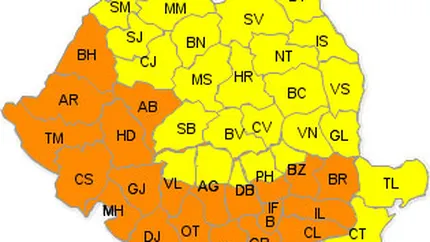 Cod portocaliu si galben de canicula in toata tara pana duminica