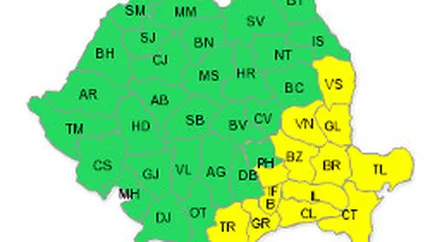 Cod galben de ninsori in sud-estul tarii