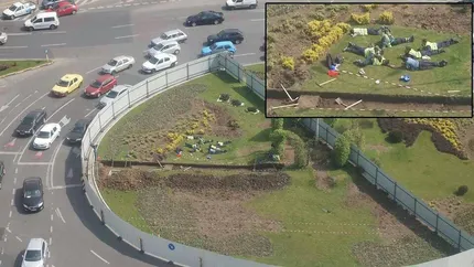 Viralul zilei: De ce a fost ridicat un gard in rondul de la Piata Presei? Pentru ca Dorel exista (Foto)