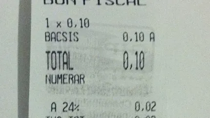 Bon fiscal pentru bacsis de 10 bani, cu TVA de 0,02 lei: Am crezut ca e o gluma