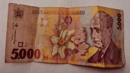 O bancnotă de 5.000 de lei imprimată în 1998 se vinde pe internet cu 300.000 de RON