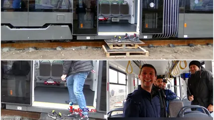 Imagini uimitoare! La urcarea într-un tramvai din Reșița, românii se descalță.
