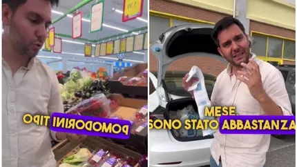 Cât costă în Italia cumpărăturile pe o lună. Un italian s-a filmat în timp ce era la supermarket