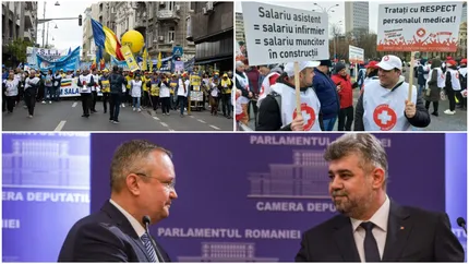 Se întâmplă chiar astăzi! Nicolae Ciucă și Marcel Ciolacu se vor afla față în față cu sindicaliștii din sănătate și educație pentru a opri grevele
