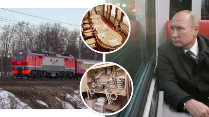 FOTO| Putin a trecut de la avion la tren blindat cu aparate anti-îmbătrânire. Luxul din tren depășește hotelurile de 5 stele „Există un tren-fantomă pe calea ferată rusă”
