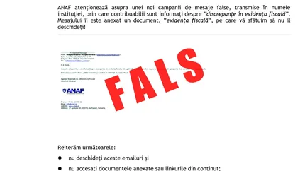 ATENȚIE, români! Mail-uri false în numele ANAF: „Nu transmiteți banii solicitați!”