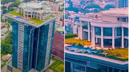 Un milionar și-a construit un conac pe acoperișul unui zgârie-nori din India, apoi a fugit din țară. Vila seamănă leit cu Casa Albă