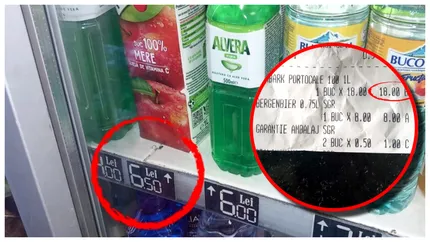 Surpriză neplăcută pentru un ieșean, la un non-stop: prețul sucului a explodat de la 6,5 lei la raft, la 18 lei, la casa de marcat
