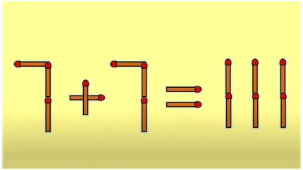 Test IQ pentru genii. Mută un singur băț de chibrit pentru a corecta ecuația 7+ 7 = 111