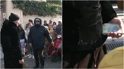 Gigi Becali, cu teancul de bani la poarta Palatului. Latifundiarul le-a împărţit bani celor care îl aşteptau