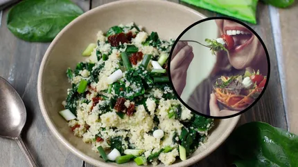 Salata de spanac cu telemea. Combinația perfectă de arome pentru o masă sănătoasă