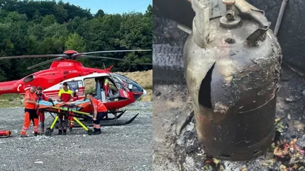 Patru răniți la Letea Veche după ce o butelie le-a explodat în casă. Cei trei adulți și un minor de 14 ani au fost duși cu elicopterul SMURD la spitale din București și Timișoara