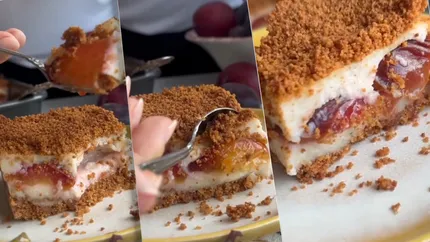 Rețetă delicioasă de weekend! Găluște cu prune la tavă, prăjitura reinterpretată care cucerește