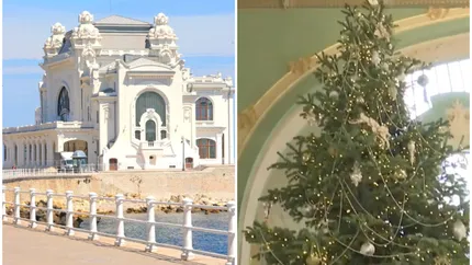 Cât costă o ședință foto profesională, de 30 de minute, în Cazinoul din Constanța. Clădirea a fost decorată pentru sărbătorile de iarnă