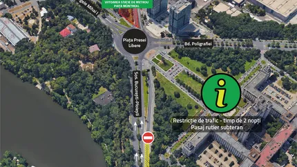 Metrorex anunță restricții temporare de acces în Pasajul Piața Presei Libere, în nopțile de 21–22 aprilie și 22–23 aprilie 2026