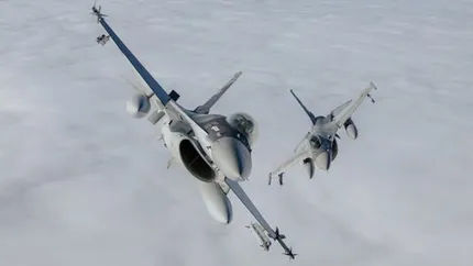 Exercițiu demonstrativ cu avioane F-16 la Baza 86 Aeriană Borcea. Forțele Aeriene simulează o misiune de Poliție Aeriană