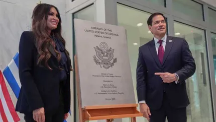 Marco Rubio, primit în Grecia de Kimberly Guilfoyle, ambasadoarea SUA implicată în scandalul „KimberlyGate” din România
