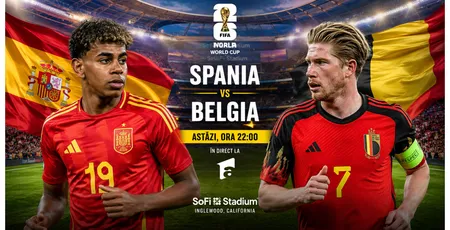 LIVE Antena 1 Spania – Belgia (ora 22:00) VIDEO ONLINE la Cupa Mondială 2026. Duel de foc pentru o semifinală de vis cu Franţa, unde vezi meciul la TV