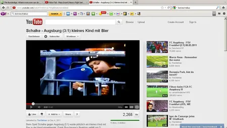Genă de suporter. Un puşti de 4 ani se tratează cu bere, la Schalke VIDEO