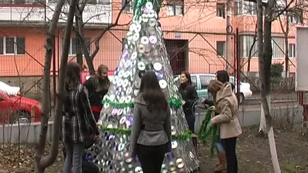 Elevii din Buzău au construit primul brad eco din România VIDEO