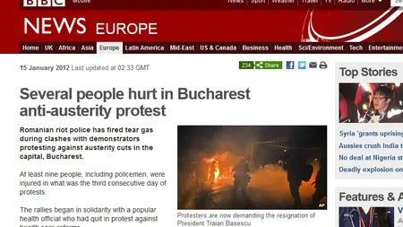 Manifestaţiile şi violenţele din Bucureşti în presa internaţională VIDEO