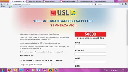 Peste 50.000 de români au semnat petiția USL pentru demiterea lui Traian Băsescu