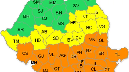 COD PORTOCALIU de ninsori abundente în Muntenia, Dobrogea şi Sudul Moldovei