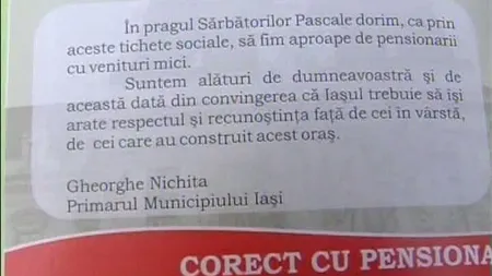 Tichete cu mesaj electoral pentru pensionarii din Iaşi VIDEO