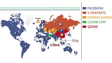 HARTA LUMII pentru reţelele sociale. Unde se opreşte dominaţia FACEBOOK