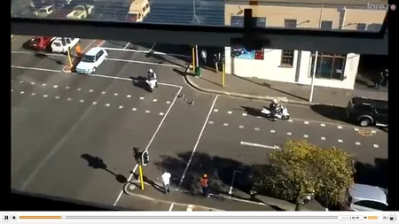 O familie de raţe, escortată de poliţişti cu motocicletele VIDEO
