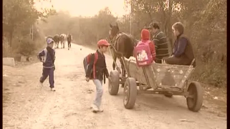 Elevii dintr-o comună doljeană merg la şcoală cu căruţa, deşi au microbuz VIDEO