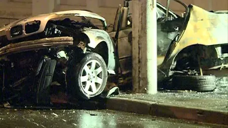 Accident rutier grav în Bucureşti. Doi tineri au murit carbonizaţi VIDEO