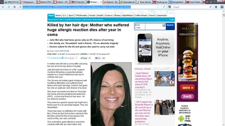 ŞOCANT: O femeie a murit după o reacţie alergică severă la vopseaua de păr